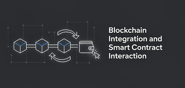 Illustration of a smart contract icon linked to a crypto wallet.